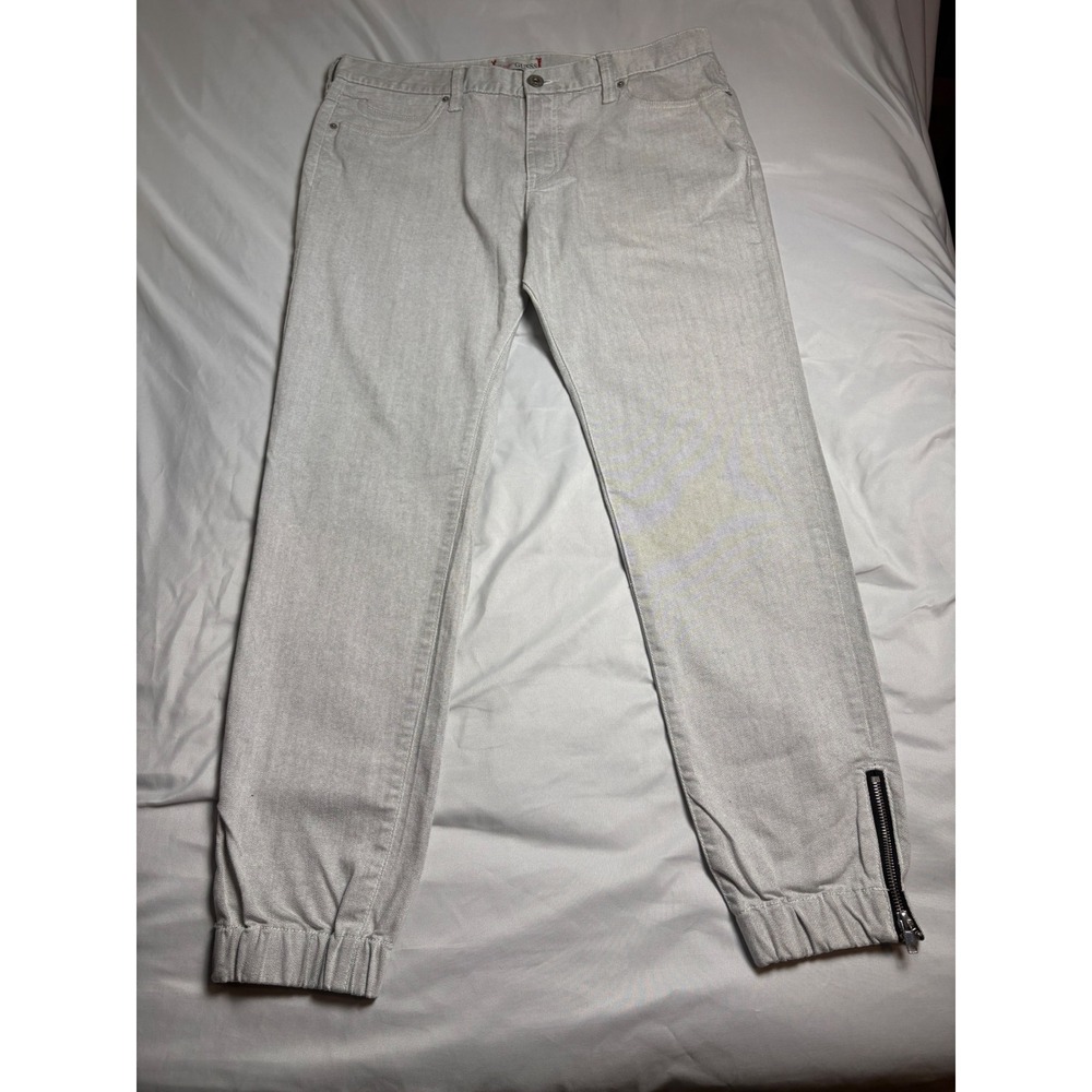 Guess Denim Joggers Mens 36 Gray Excellent Ankle Zip Tapered Jeans N3S3Z0Y